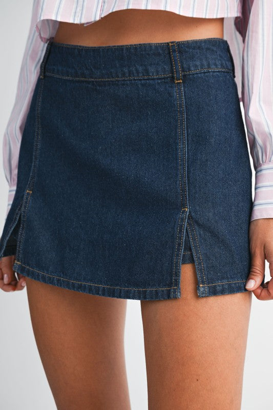 Slit Denim Skort