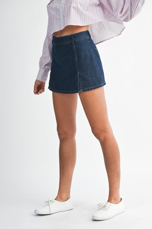 Slit Denim Skort