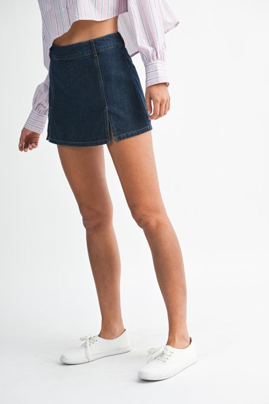 Slit Denim Skort