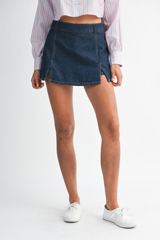 Slit Denim Skort