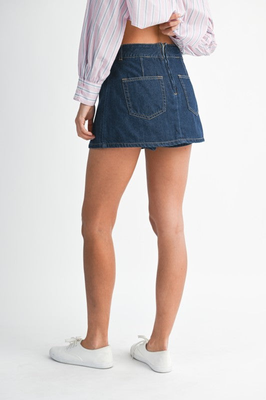 Slit Denim Skort