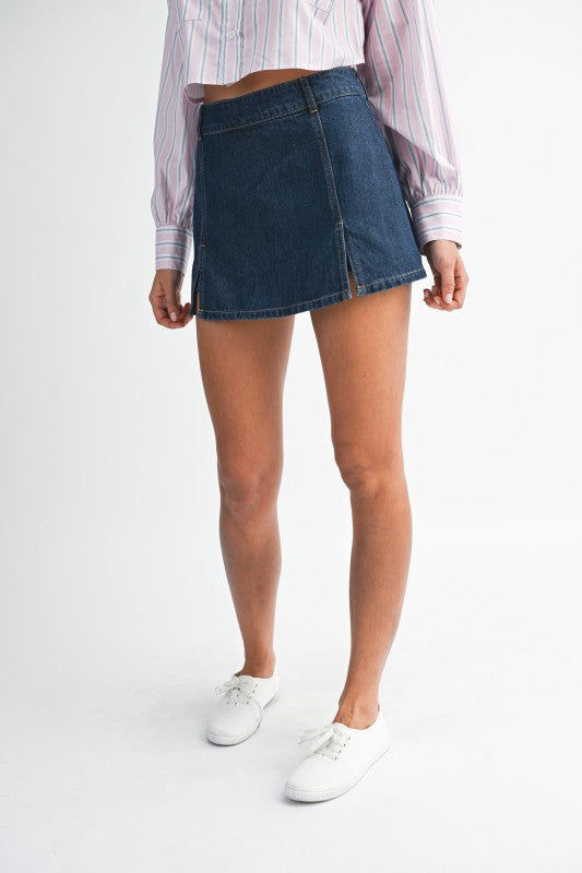 Slit Denim Skort