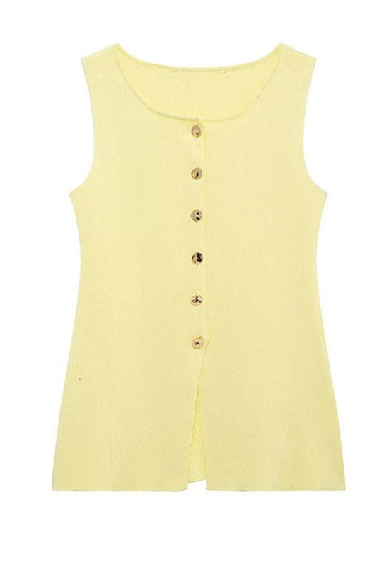 Yellow Knit Vest Top
