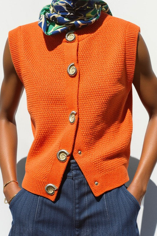 Shell Buttons Vest Top