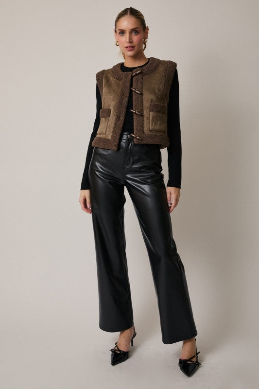 Suede & Sherpa Bonding Vest Outerwear
