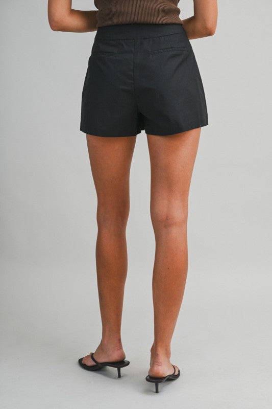 Solid Tailored Front Pleated Mini Skort