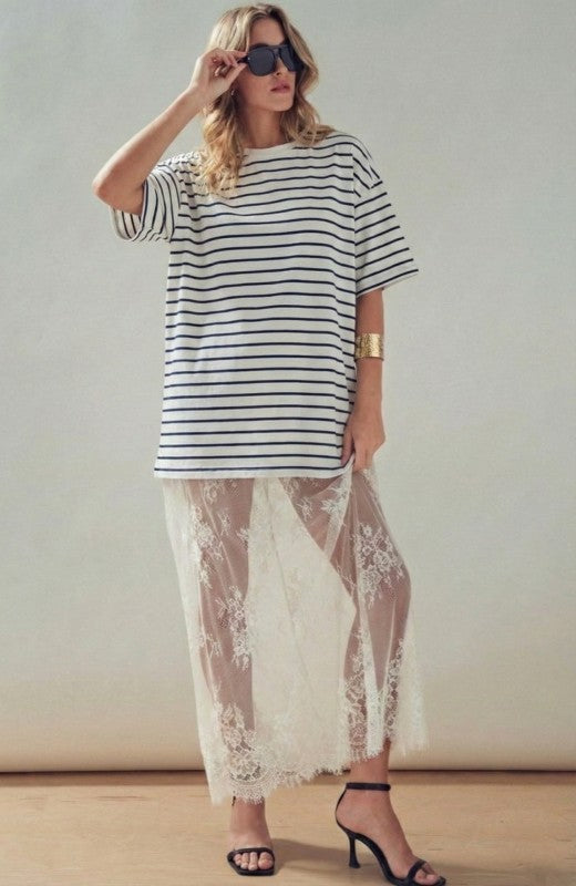 Lines Cotton and Lace Maxi