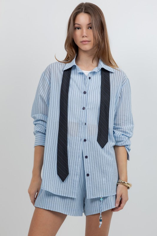 Button Down with Neck Tie Top