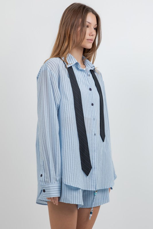 Button Down with Neck Tie Top
