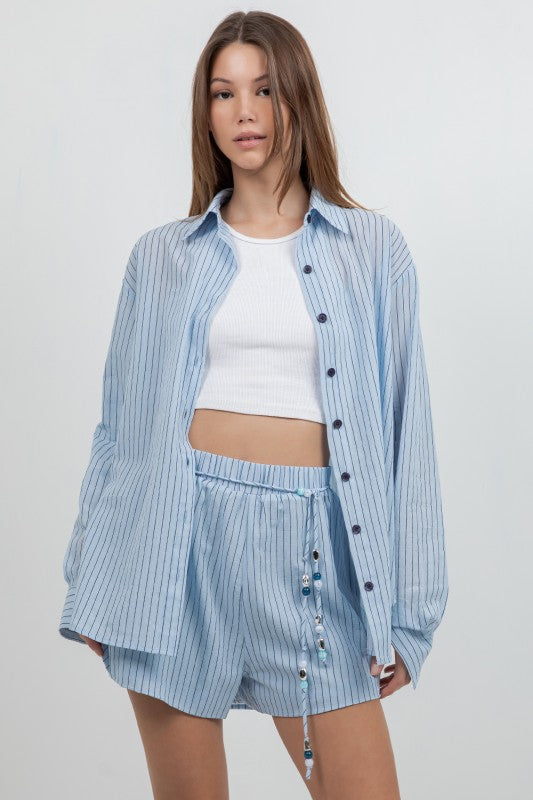 Button Down with Neck Tie Top