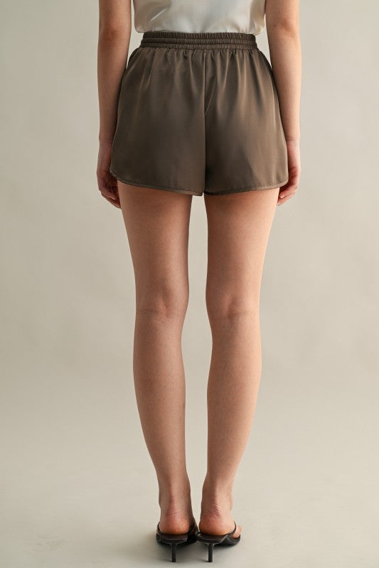 Brown Satin Shorts