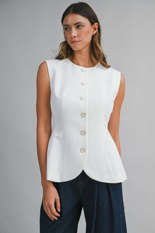 Tailored Button Vest Jacket