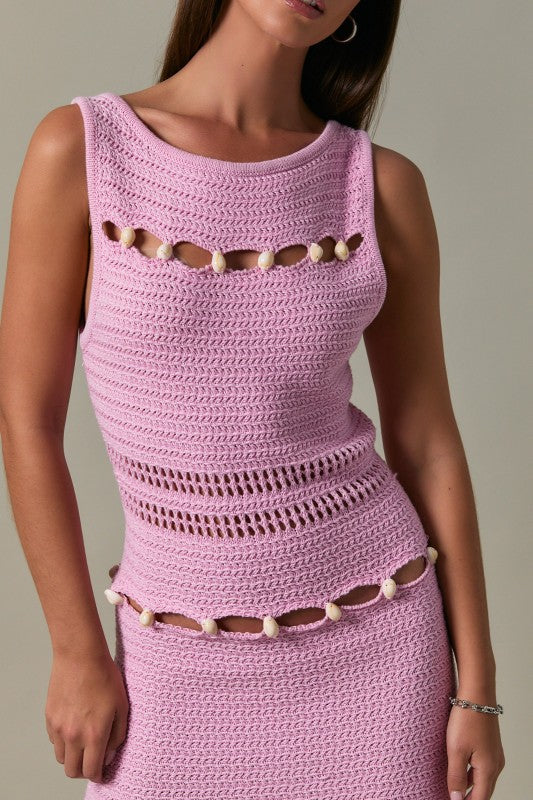 Sea Shell Crochet Midi Dress