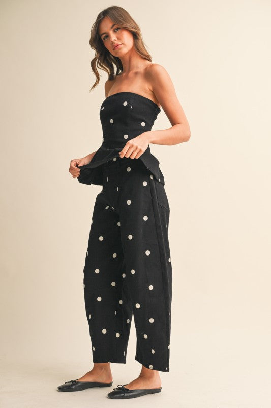 Polkadot Top And Barrel Pants Set
