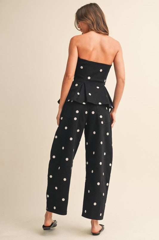 Polkadot Top And Barrel Pants Set