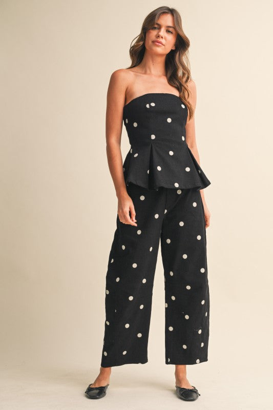 Polkadot Top And Barrel Pants Set