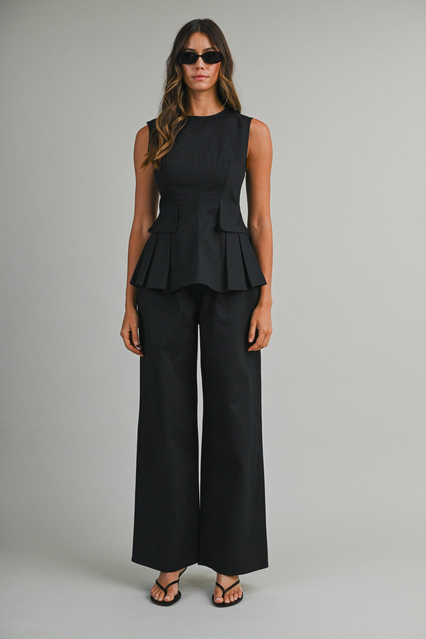 Peplum Top And Straight Pants Set