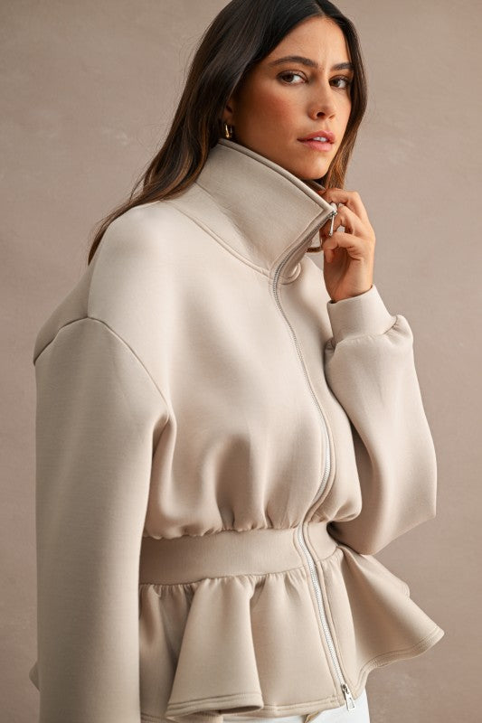 Scuba Peplum Hem Jacket Top