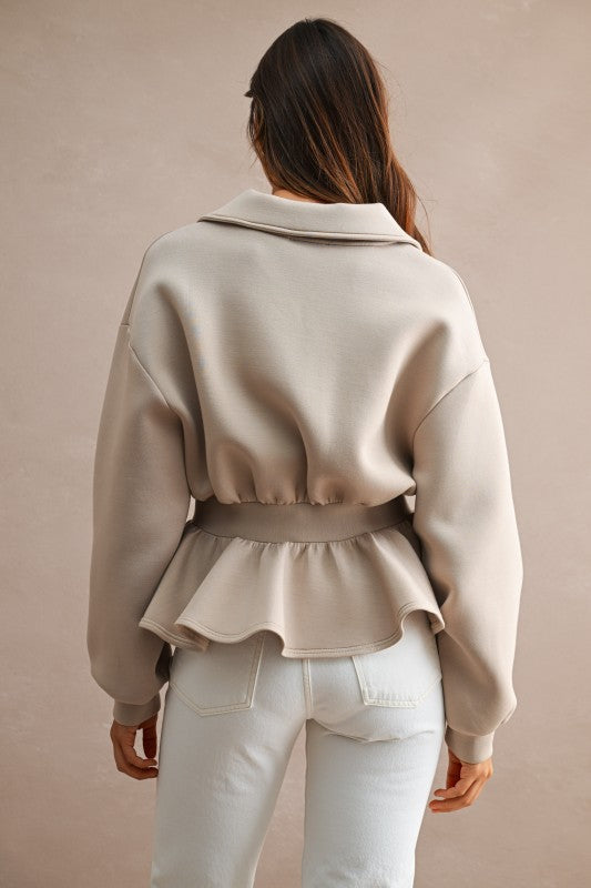 Scuba Peplum Hem Jacket Top