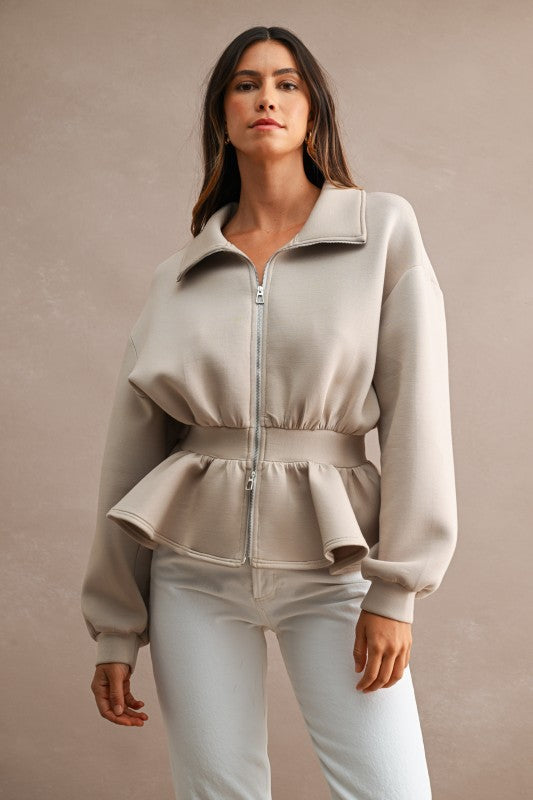 Scuba Peplum Hem Jacket Top
