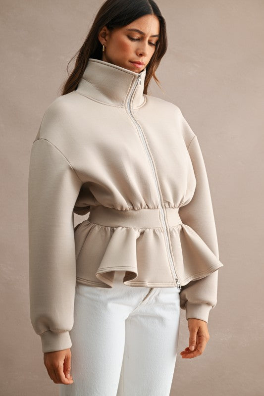 Scuba Peplum Hem Jacket Top