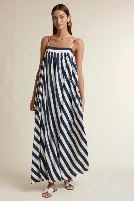Stripe Adjustable Spaghetti Strap Maxi Dress