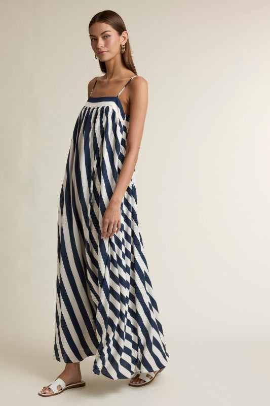 Stripe Adjustable Spaghetti Strap Maxi Dress