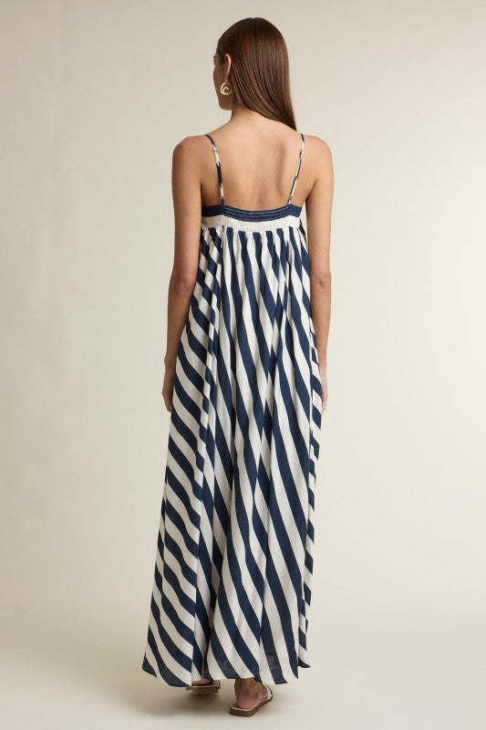 Stripe Adjustable Spaghetti Strap Maxi Dress
