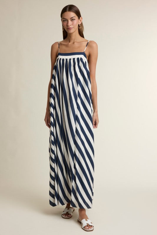 Stripe Adjustable Spaghetti Strap Maxi Dress