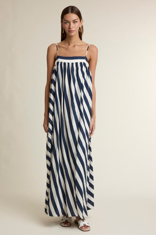 Stripe Adjustable Spaghetti Strap Maxi Dress