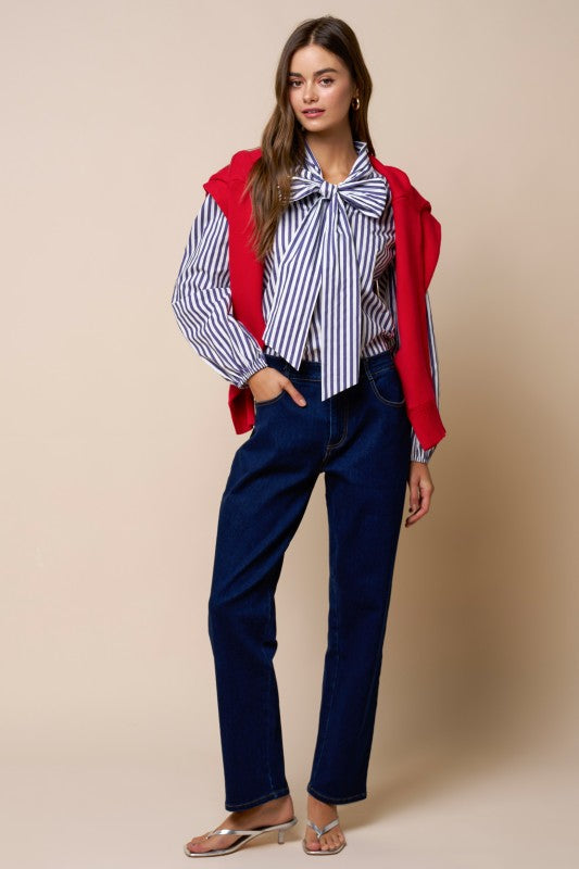 Stripe Front Bow Top