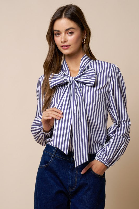 Stripe Front Bow Top