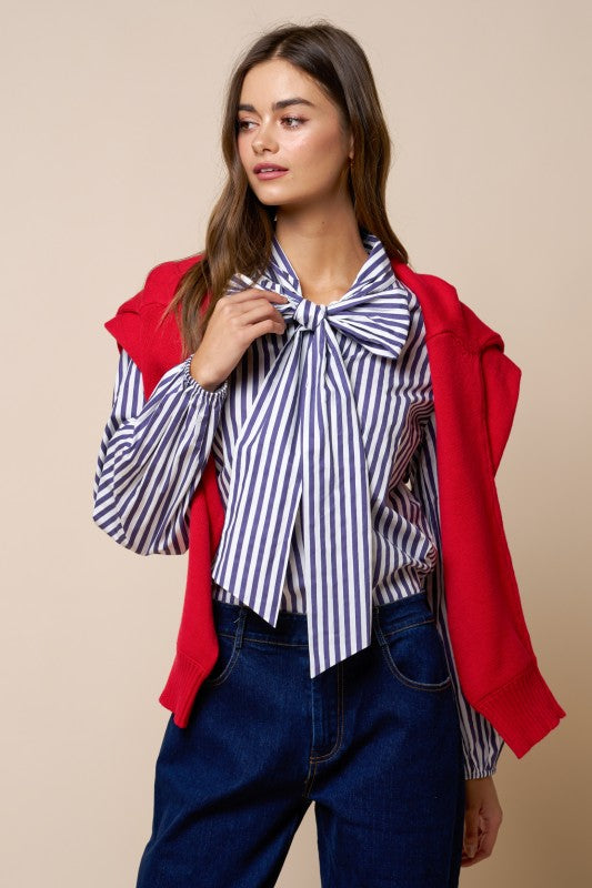 Stripe Front Bow Top