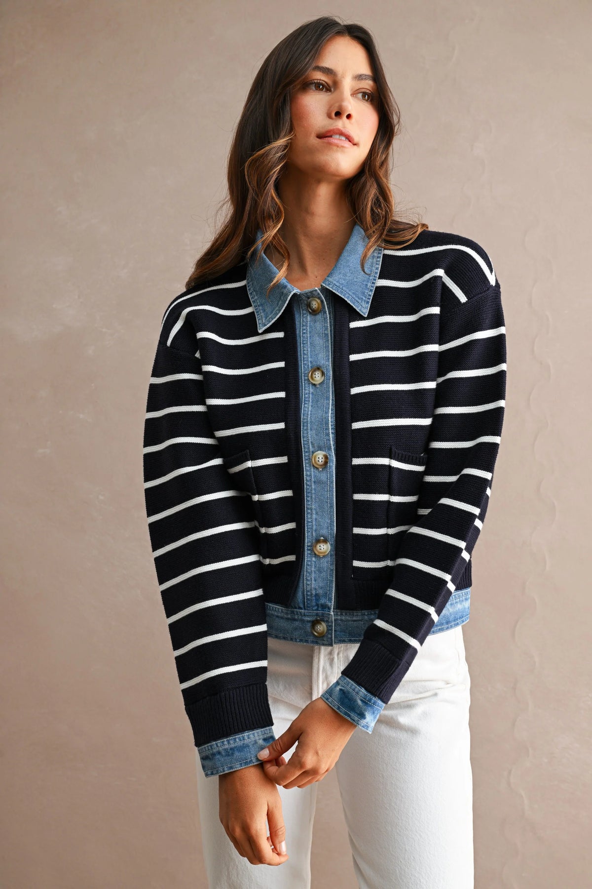 Striped Denim Sweater