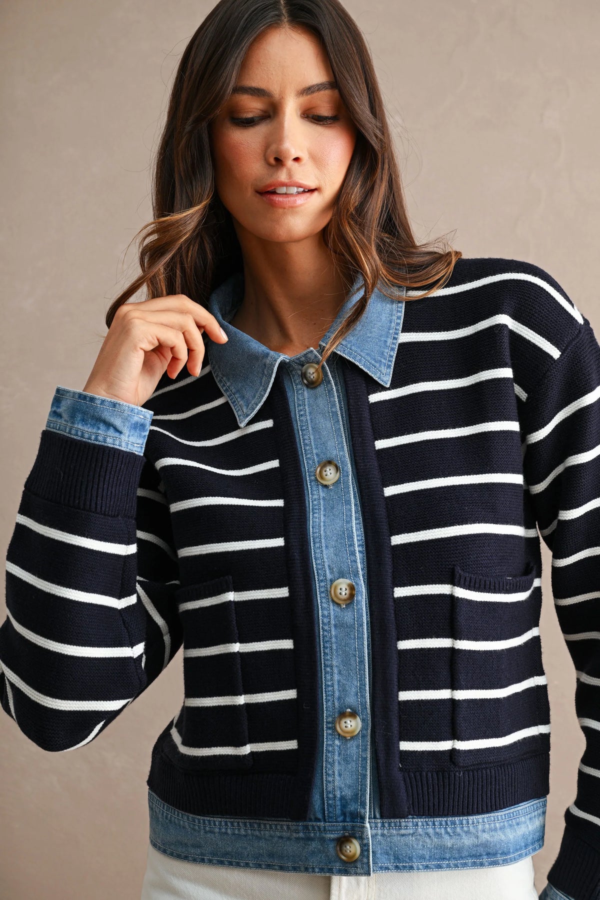 Striped Denim Sweater