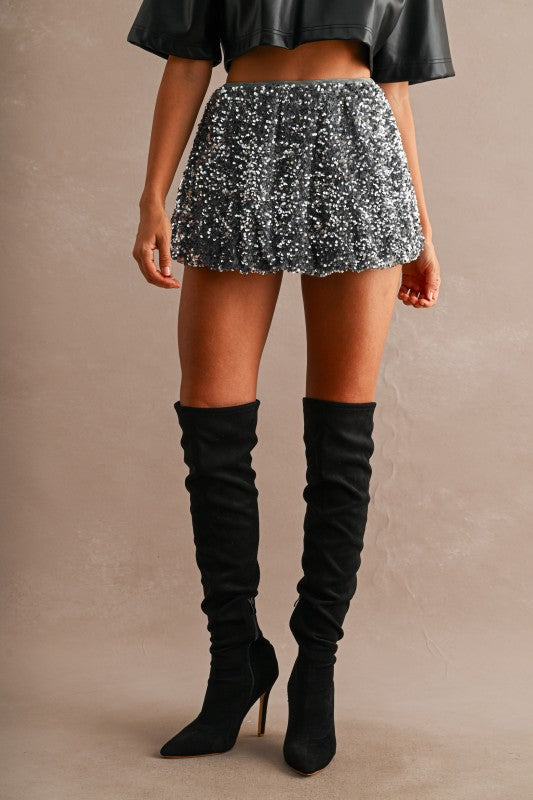 Sequin High-waisted Bubble Skort
