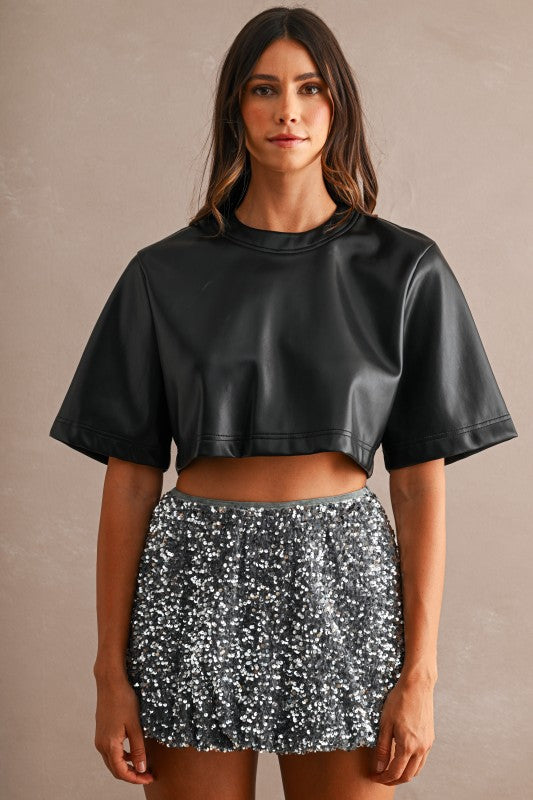 Sequin High-waisted Bubble Skort