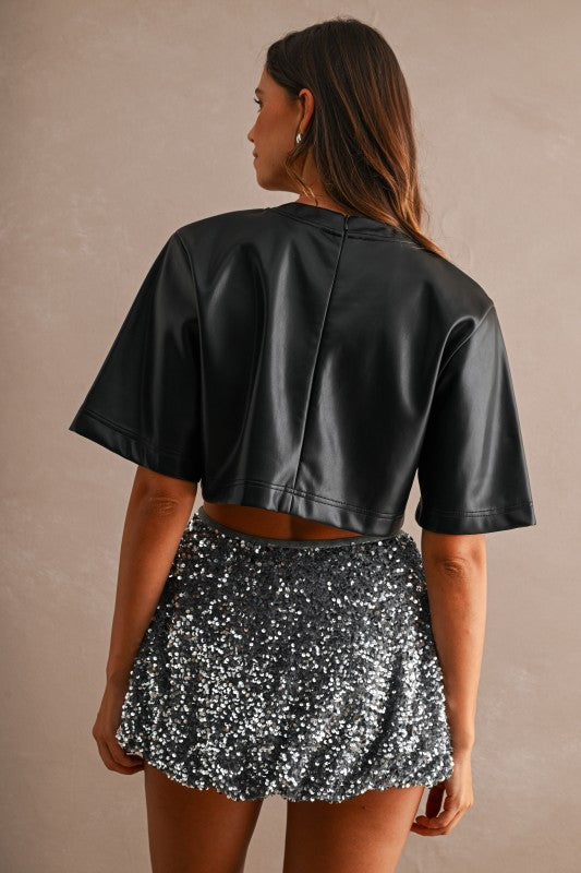 Sequin High-waisted Bubble Skort