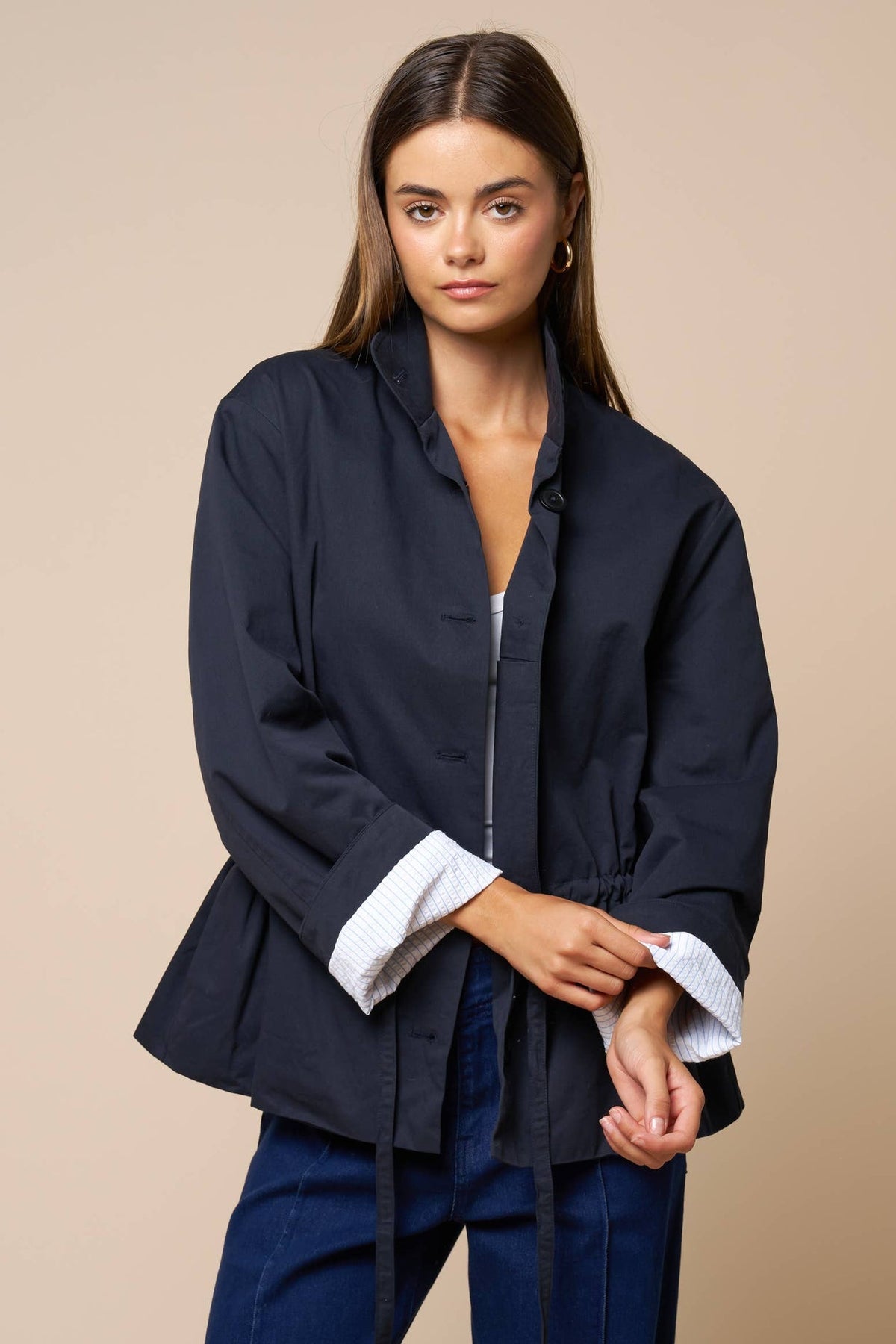 Navy Button Down Jacket