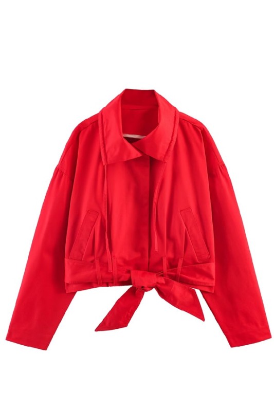 Belted High Neck Jacket Top
