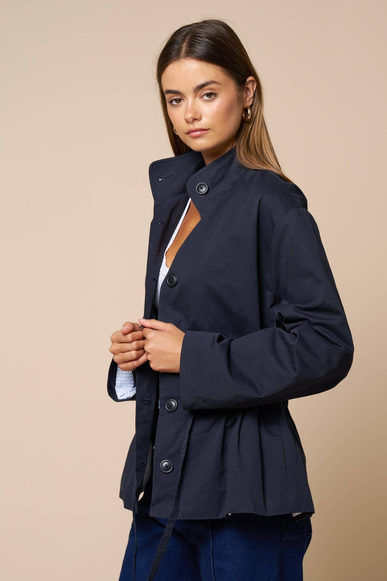 Navy Button Down Jacket