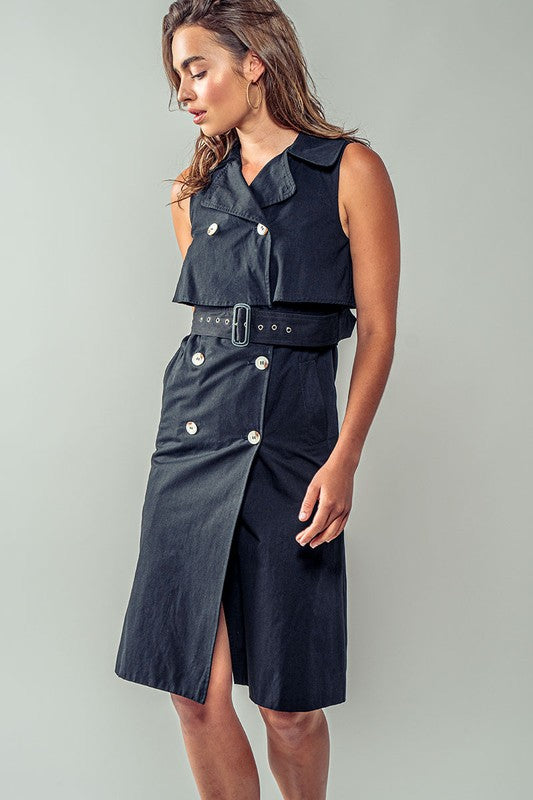 Belted Trench Midi Dress