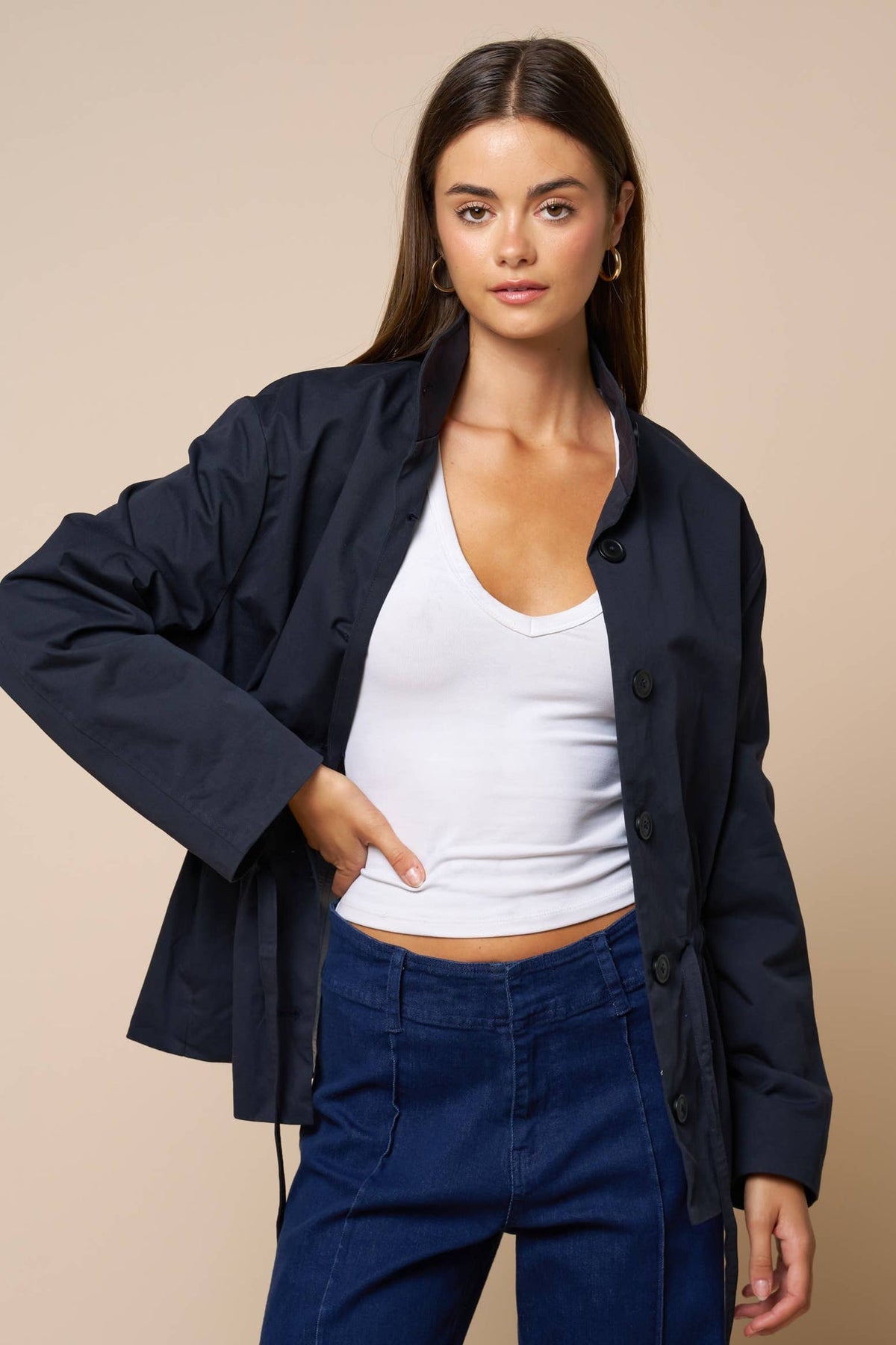 Navy Button Down Jacket
