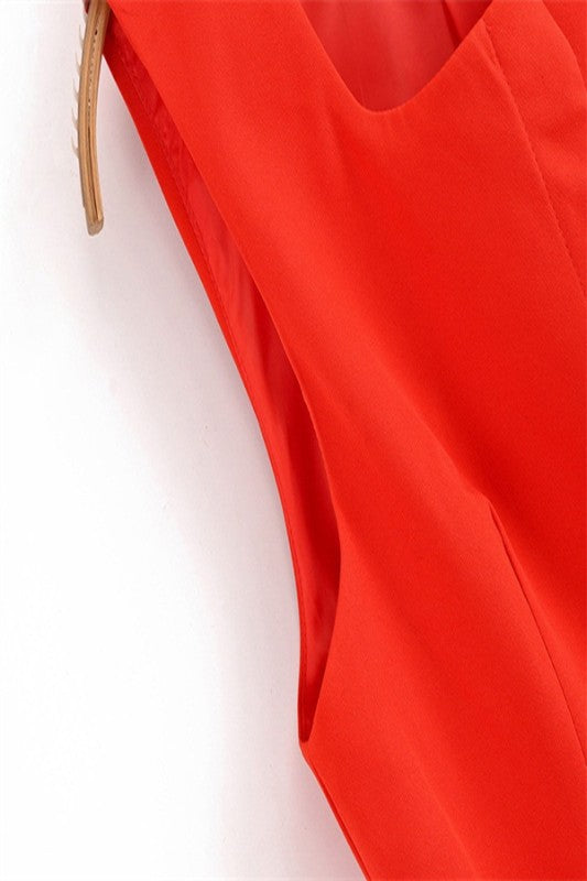 Solid Belted Long Vest