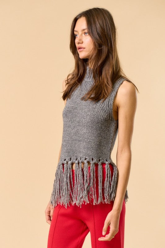Sleeveless Mock Neck Sweater Top