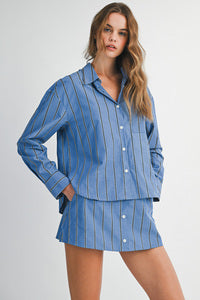 Striped Shirt And Skort Set