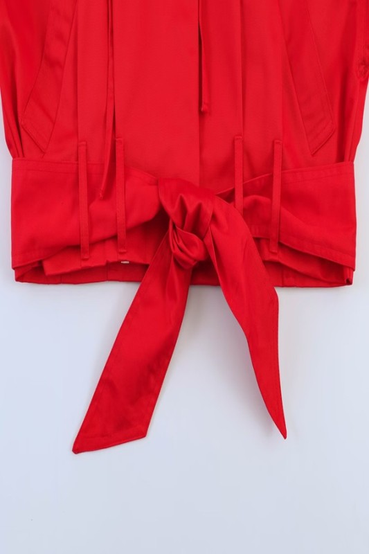 Belted High Neck Jacket Top