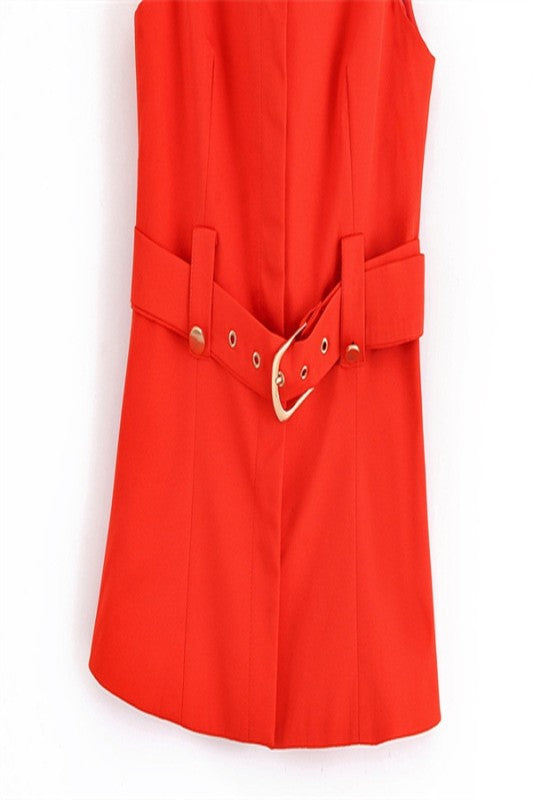 Solid Belted Long Vest