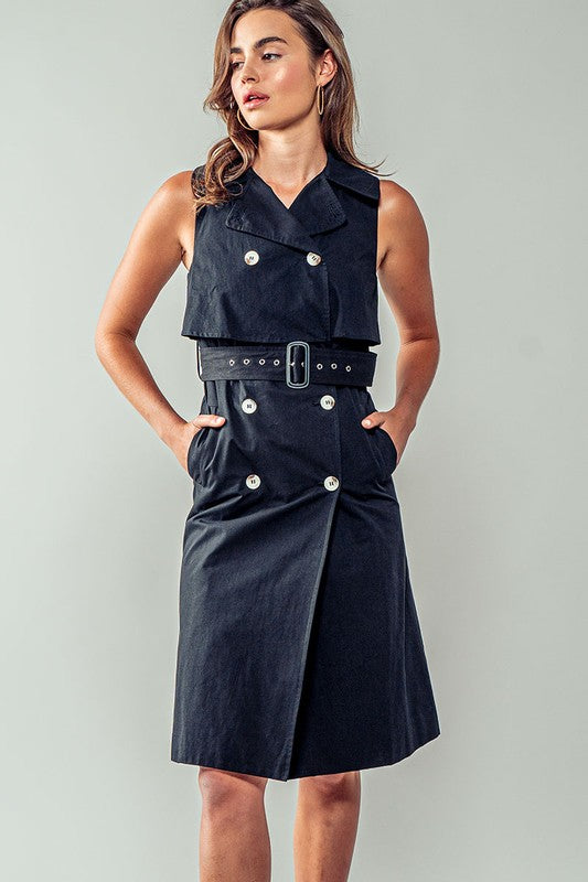 Belted Trench Midi Dress