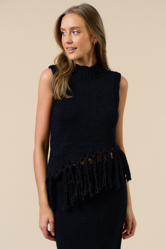 Sleeveless Mock Neck Sweater Top